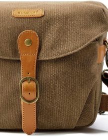BAGSMART Camera Bag, SLR DSLR Canvas Crossbody Camera Case, Compact Camera Shoulder Bag with Rain Cover for Women and Men, Khaki