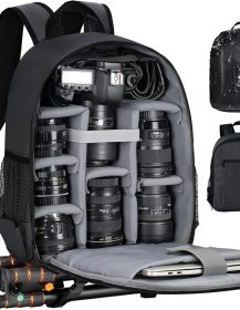 TARION Camera Backpack Bag Small - Professional DSLR Camera Bag with Waterproof Rain Cover Laptop Compartment Photograhy Backpack Case Black TB-S